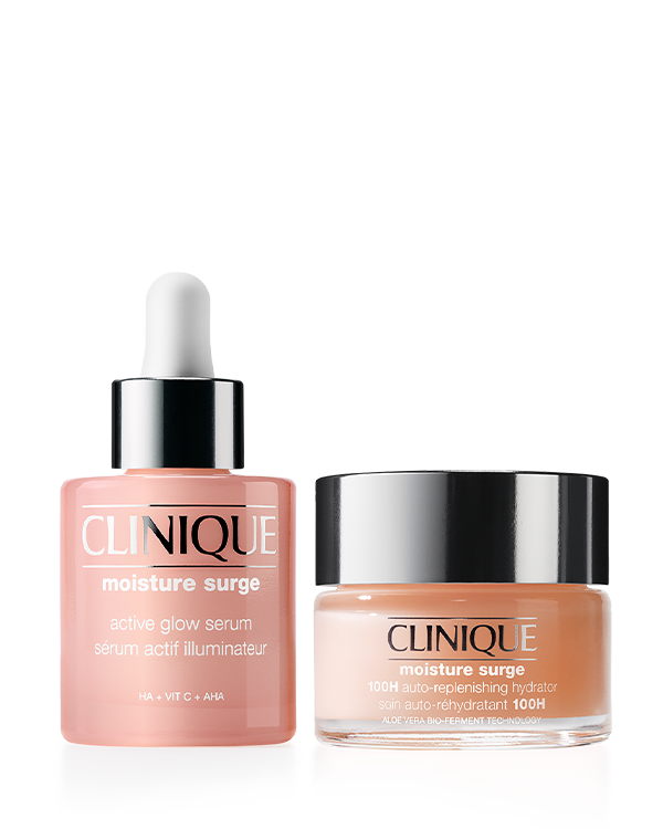 Moisture Surge™ Glow Duo Bundle (30% off at Checkout) , The Moisture Surge Glow Duo features the bestselling 50 ml 100H Auto-Replenishing Hydrator and the 30 ml Active Glow Serum, delivering instant, long-lasting hydration and radiant glow