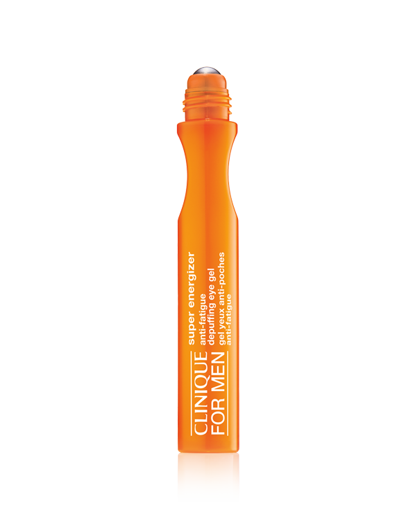 Clinique For Men Super Energizer™ Anti-Fatigue Depuffing Eye Gel, Cooling roll-on gel instantly re-energizes and brightens tired-looking eyes. Instantly hydrates and comforts with humectants that bind moisture to skin.