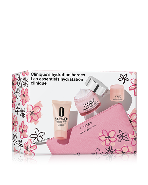 Clinique&#039;s Hydration Heroes, A trio of moisture must-haves to quench thirsty skin. $130 value.