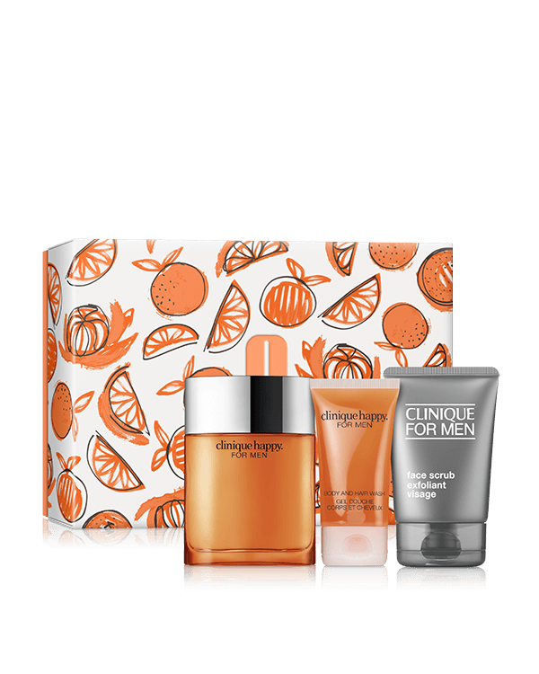 Happy For Him, A fresh fragrance and grooming set for men. $229 value.