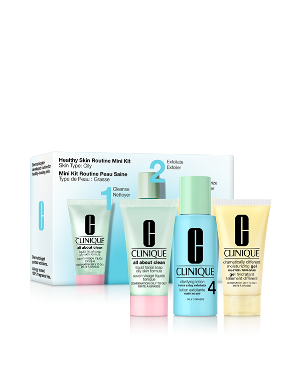 Healthy Skin Routine: Mini 3-Step Kit For Oily Skin, A dermatologist-developed 3-step skincare system, in trial-perfect mini sizes.