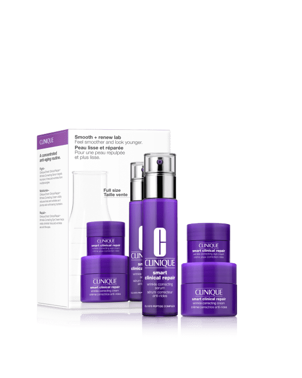Smooth + Renew Lab: Smart Clinical Repair Set, 3 de-aging experts for smoother, younger-looking skin.