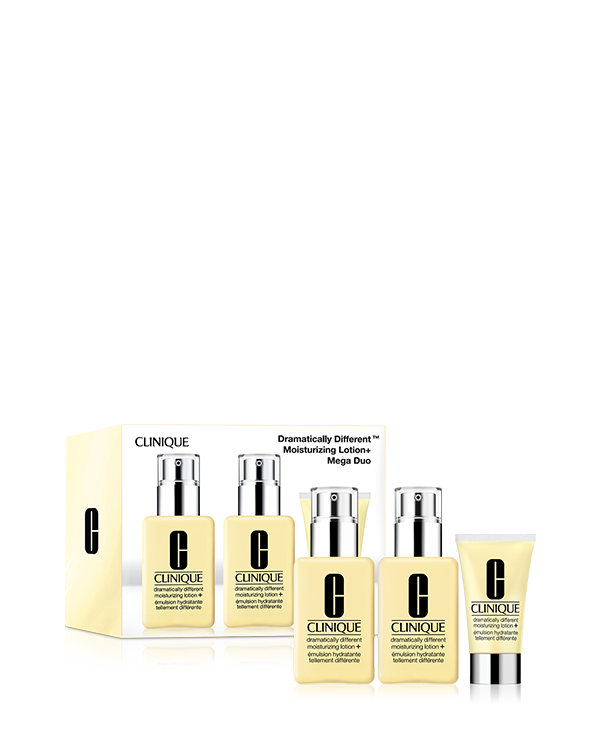 Dramatically Different™ Moisturizing Lotion+ Mega Duo, Dermatologist-developed lotion is Clinique&#039;s #1 face moisturiser. Silky, fast-absorbing moisturising lotion with pure urea and pure glycerin rapidly strengthens the skin barrier.