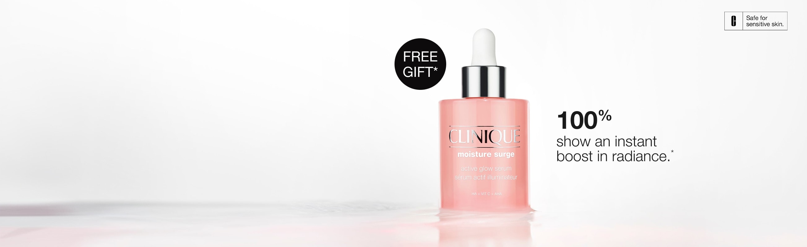 Receive a free full-size Moisture Surge Active Glow Serum 30ml when you spend $130+*